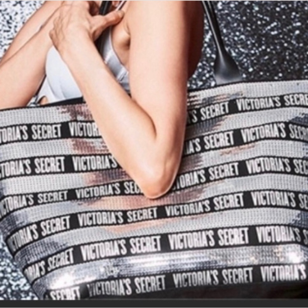 Victoria’s Secret Black Sequin Tote and Wristlet NEW